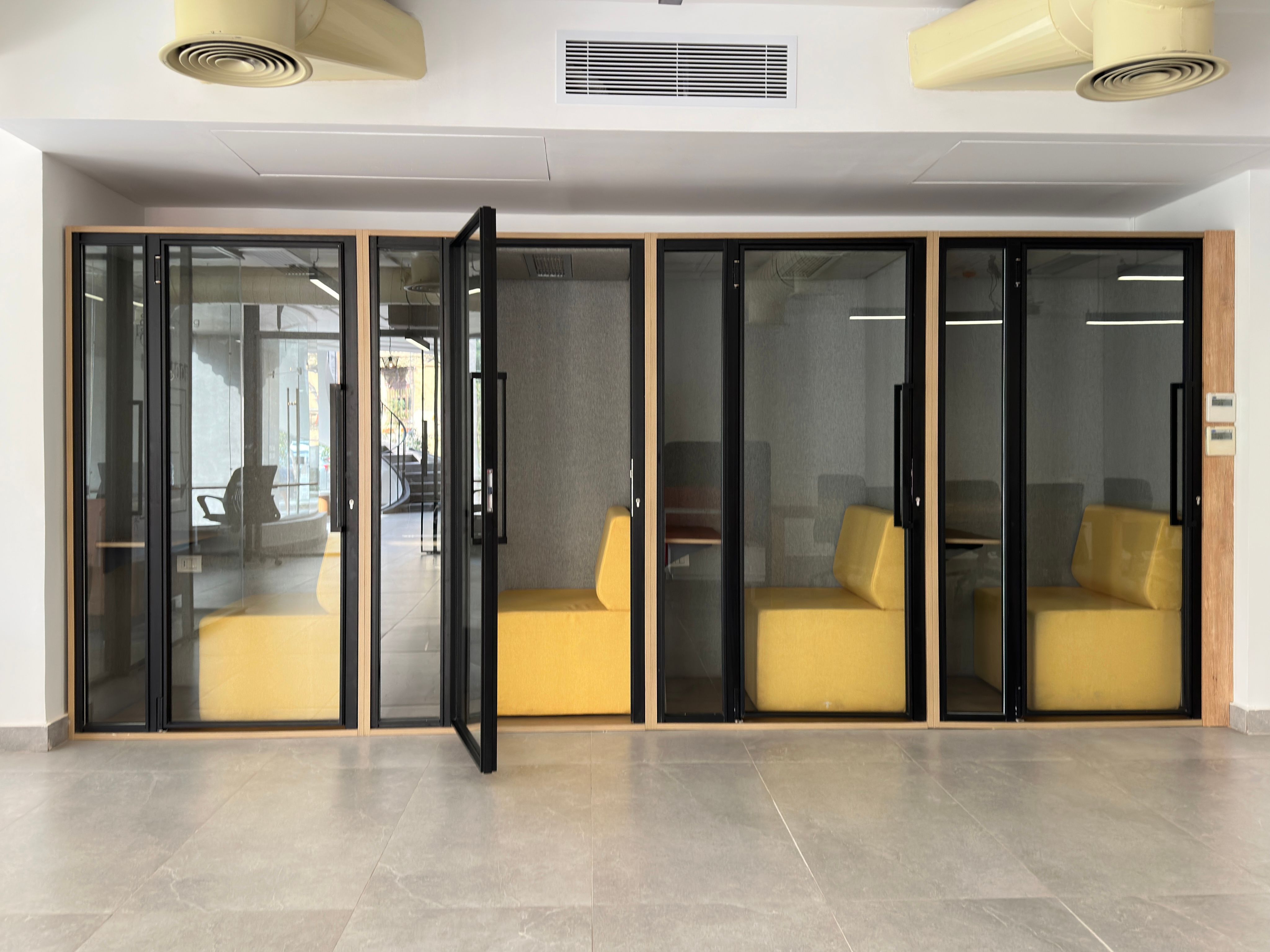 Phone pods at Coworker. 